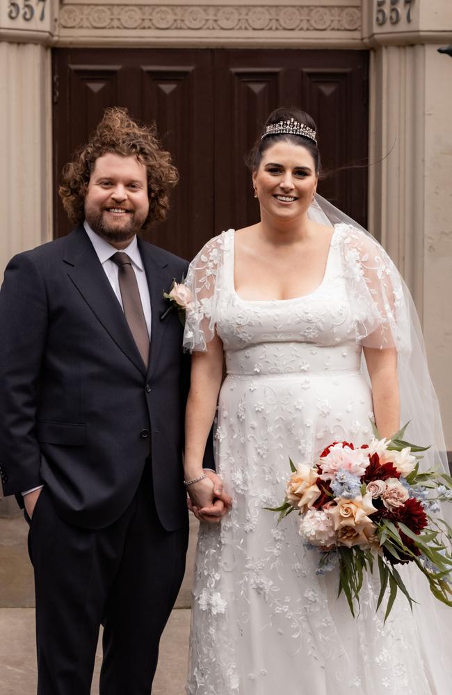 Kyle Wilkinson and Olivia Catanach wed at the chapel at Ormond Hall in St Kilda Road on May 6, 2023. Picture: Tony Evans Photography