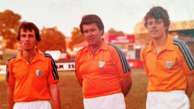 Paul Archer (centre) referees the A grade Grand Final at Belmore in 1980.