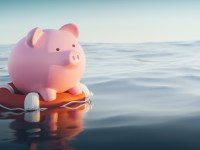 Piggy Bank On Lifebuoy, 3d Render; recession household pressure generic