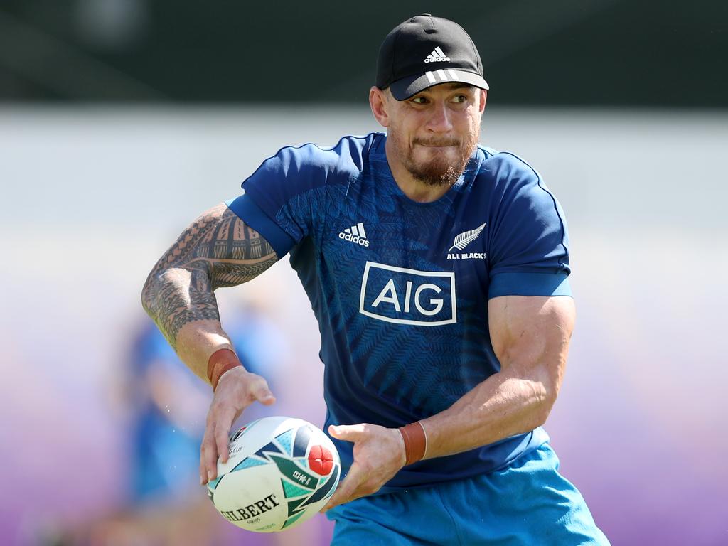 Sonny Bill Williams of the All Blacks runs through drills during a New Zealand All Blacks Rugby World Cup Training Session at Tatsuminomori Seaside Park 2 on September 17, 2019 in Tokyo, Japan. (Photo by Hannah Peters/Getty Images)