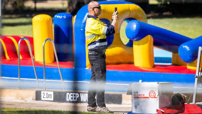 A SafeWork SA inspector at the scene of the tragedy. Picture: Tom Huntley