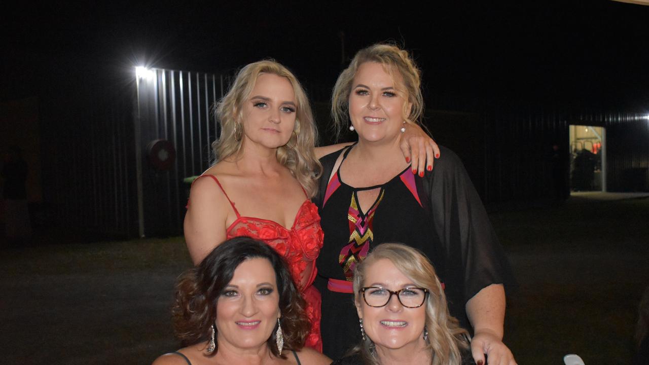 Milly Mcfarlane of Mackay, Sam Schwarz of Mackay, Ashleigh Walton of Perth, and Kayann Balderson of Mackay at the 2021 Proserpine Show Ball. Picture: Kirra Grimes.