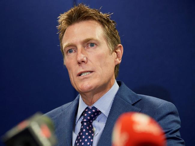 Christian Porter speaks to the media on Wednesday. Picture: AFP