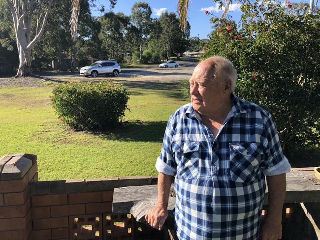 Alick Locke looks at the road at Hillcrest near Maclean where he's lived for the past 19 years.