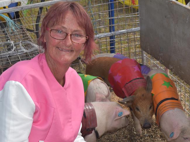 Nora GIlmore's Pig Comedy Races at the 2021 Makay Show. Picture: Lillian Watkins