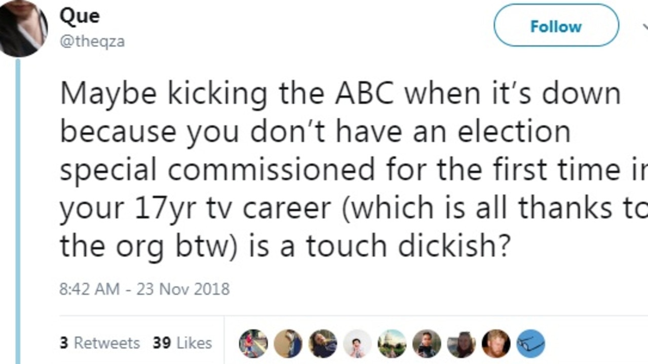 A screenshot of the ABC executive's Twitter