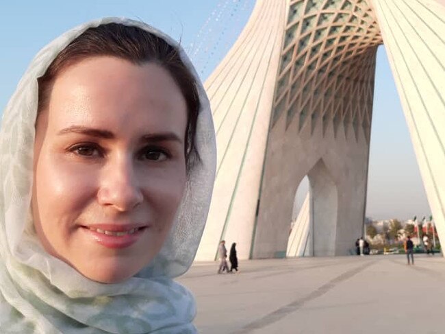 EXCLUSIVE TO NWK NEWS NO NEWS.COM, NO WEST AUS, NO AUS Kylie Moore-Gilbert before her arrest, at a shrine in Iran, from Sky News world exclusive Escape From Iran.