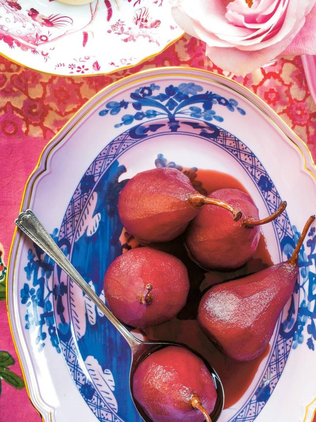 Cardamom-scented poached pears. Photo: Robyn Lea