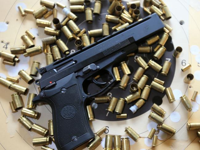 TWE06082015gun - JASON FAULKNERfrom Murwillumbah Pistoil club gets some practice in on the Lundburg Drive Pistol Range, Murwillumbah.Photo Scott Powick / Tweed Daily News