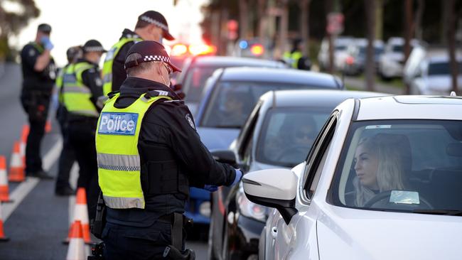 Victoria Police perform random checks on drivers and passengers in Broadmeadows. Picture: Andrew Henshaw