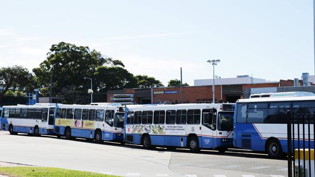 A row of older model State Transit Buses at the Brookvale Bus Depot in 2015. The depot is set to be the home for an all-electric bus fleet after a $21 million electric charger upgrade. Picture: Braden Fastier