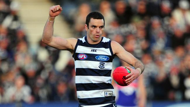 Matthew Scarlett celebrates a win over the Dogs in June, 2011.