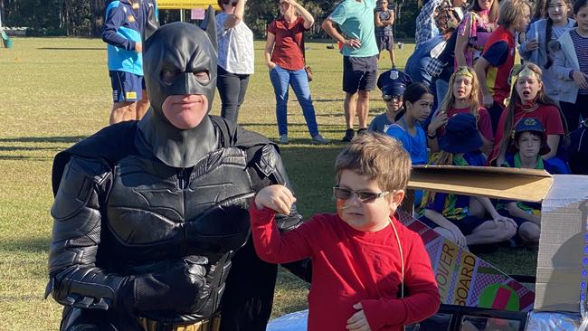 Batman with Slater Clifton-Walker at his Hero day fundraiser for brain cancer research