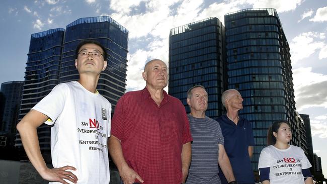 Wentworth Point resident Clement Lun (far left) with other residents who have advocated for better services in their highly-populated suburb. Picture: John Appleyard