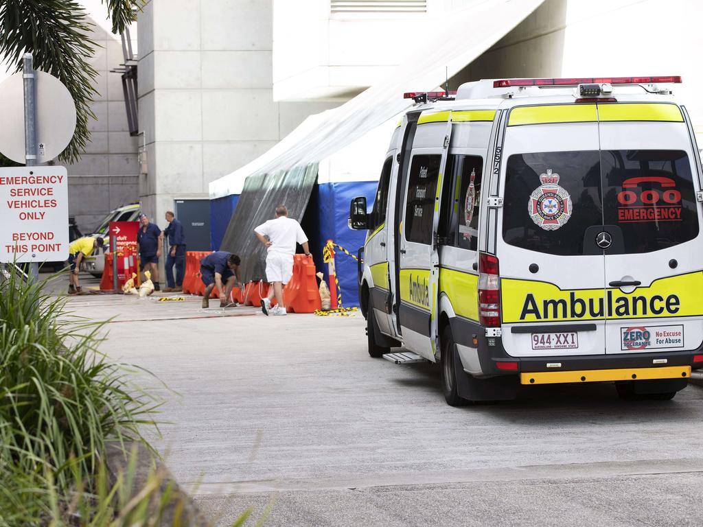 A coronavirus tent has been set up at Royal Brisbane and Woman’s Hospital. Picture: Attila Csaszar/AAP