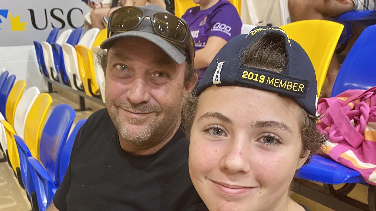 Greg and Mia Peddell, 13 attend the Sunshine Coast Lightning school holiday clinic.