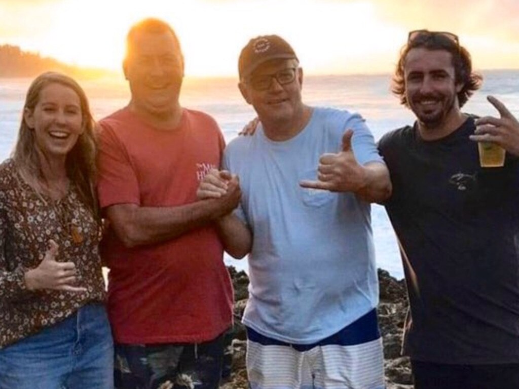 Scott Morrison enjoys his Hawaii holiday during the Black Summer fires in Australia. Picture: Supplied