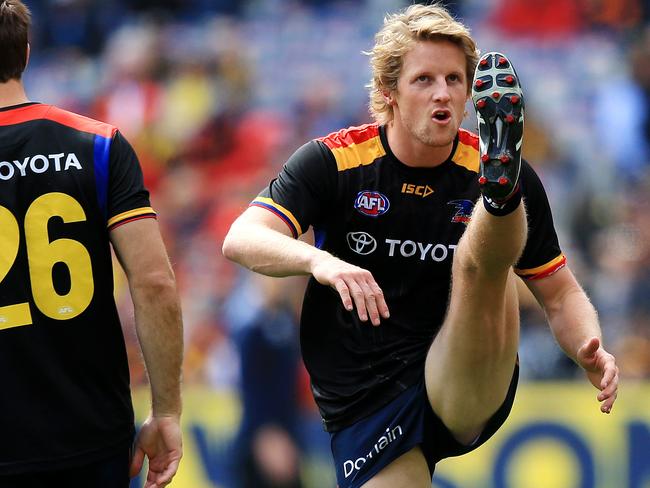 Rory Sloane heads out for the warm up. Picture: Mark Stewart