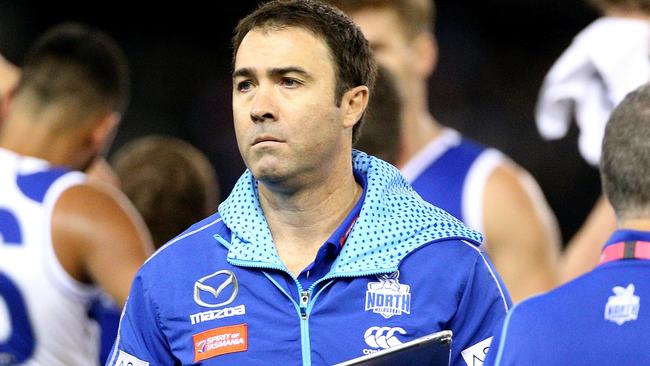 Brad Scott coach of the Kangaroos during the Round 7 AFL match between the Carlton Blues and the North Melbourne Kangaroos at Marvel Stadium in Melbourne, Sunday, May 5, 2019. (AAP Image/Hamish Blair) NO ARCHIVING, EDITORIAL USE ONLY