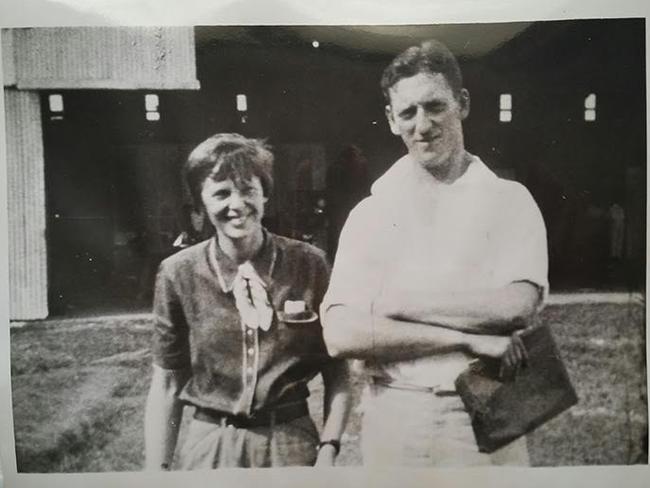 This is the last known still pic of Amelia Earhart and Fred Noonan, taken at Lae, New Guinea after leaving Darwin, never to be seen again. Picture: Courtesy of Remember Amelia, the Larry C. Inman Historical Collection on Amelia Earhart