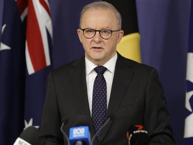 Anthony Albanese the PM of Australia holds a press conference in Sydney. Picture: NewsWire / Damian Shaw