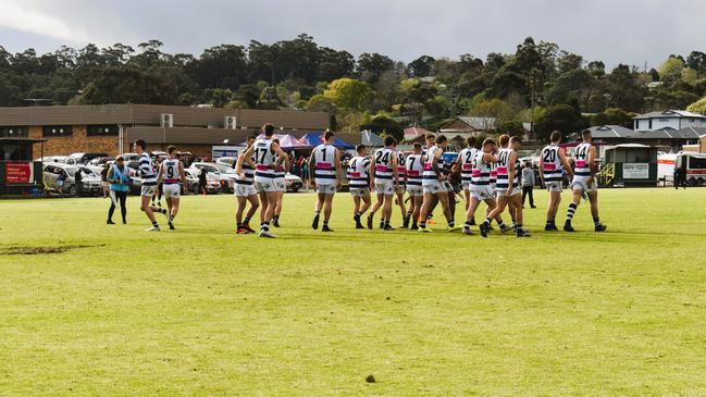 West Gippsland league grand final match 2024 — Phillip Island Bulldogs V Nar Nar Goon "The Goon" Football Club at Garfield Recreation Reserve on September 14, 2024: Nar Nar Goon players. Picture: Jack Colantuono