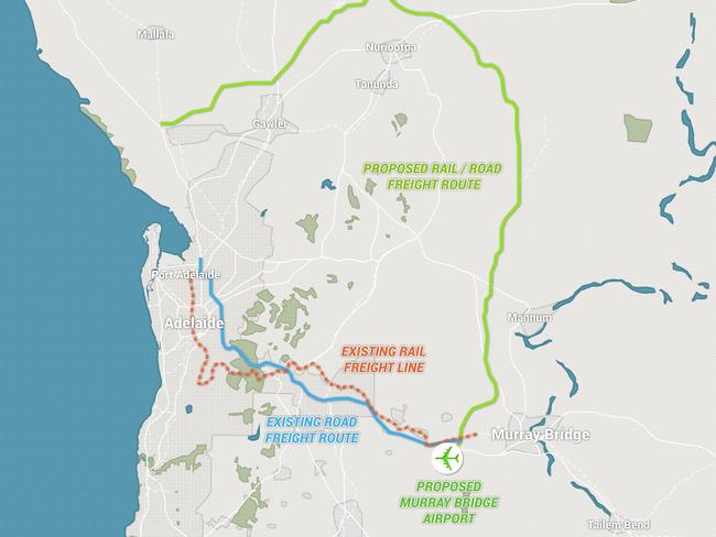 GlobeLink proposed to build rail and road corridor linking Port Adelaide to a 24-hour export airport near Monarto.