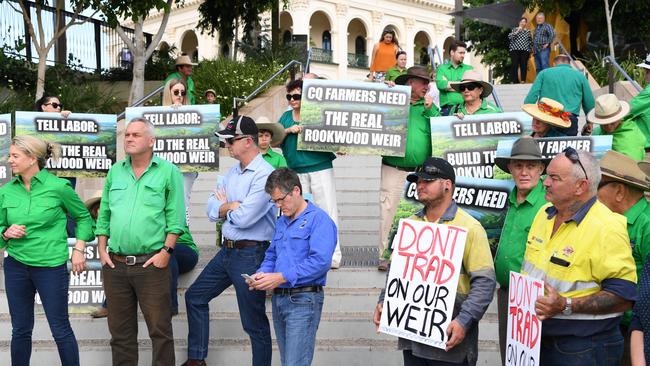 Farmers in Rockhampton protesting changes to the Rockwood Weir upgrade.