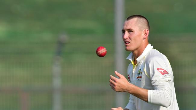 Marnus Labuschagne had success with his leg spin against Pakistan in the UAE. Picture: AFP