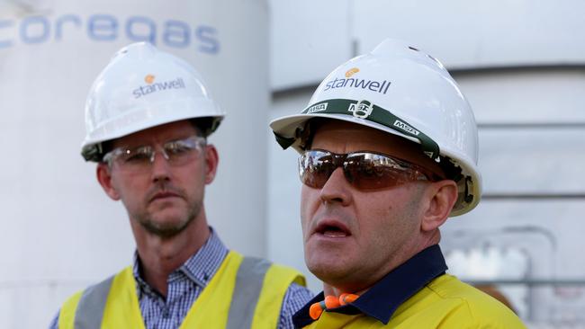 L to R, Energy Minister Mark Bailey with Richard van Breda, CEO, Stanwell. Photo Steve Pohlner.