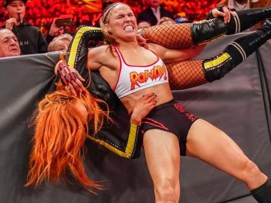 Ronda Rousey battles Becky Lynch at WrestleMania 35. Picture: WWE