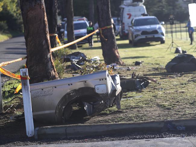 The scene of the crash on East Road in Buxton in Sydney. Picture: John Grainger