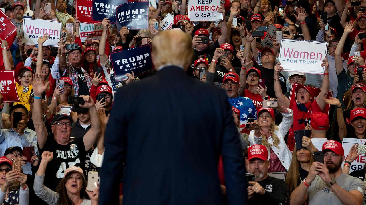 Attendees at Donald Trump’s Juneteenth megarally in Tulsa will be forced to sign a waiver that they won’t sue the President if they contract coronavirus while there. Picture: Jim Watson/AFP