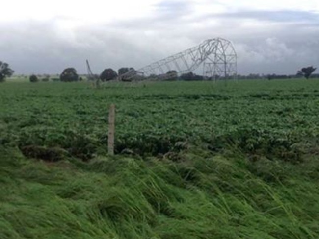 Severe winds toppled at least 22 electricity transmission towers, shutting down the state’s power supplies. Picture: Debbie Prosser
