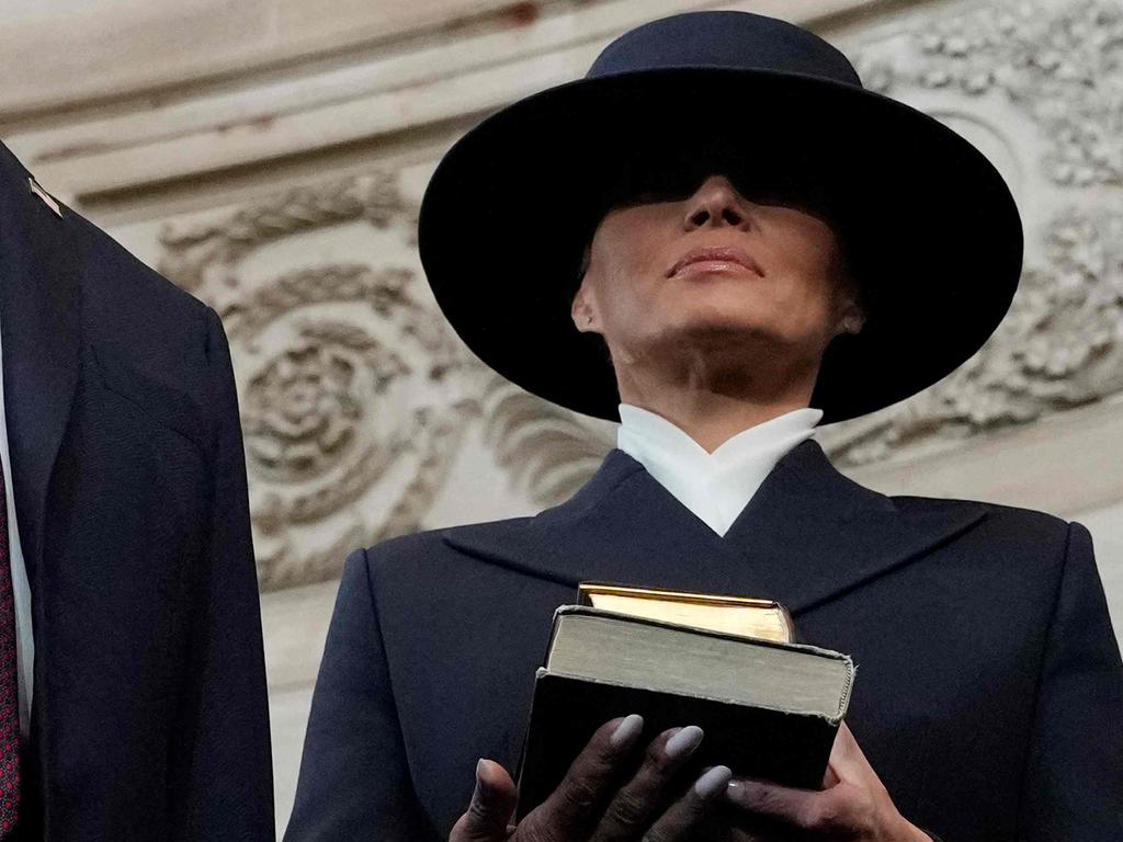 Melania’s hat stole the show on Inauguration Day. AFP.