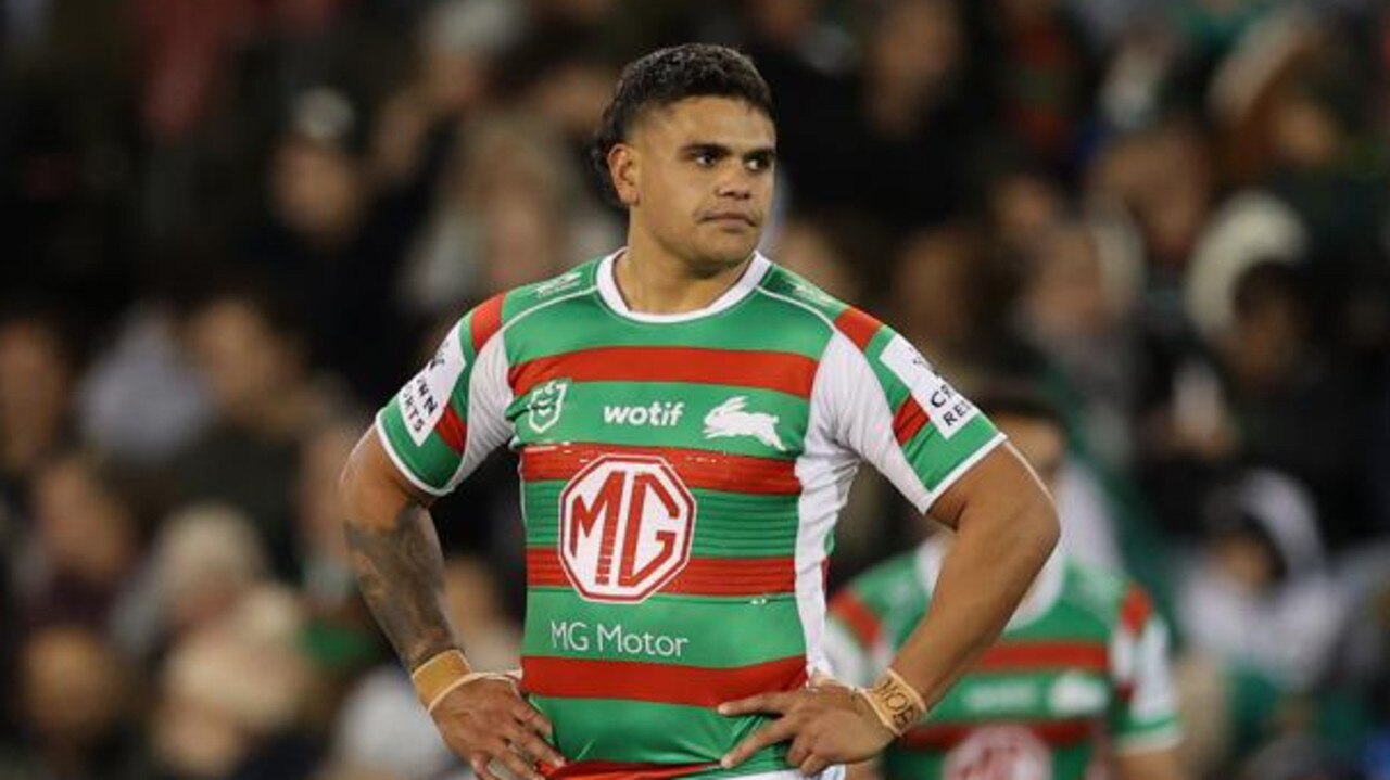 NEWCASTLE, AUSTRALIA - JULY 08: Latrell Mitchell of the Rabbitohs during the round 17 NRL match between the Newcastle Knights and the South Sydney Rabbitohs at McDonald Jones Stadium, on July 08, 2022, in Newcastle, Australia. (Photo by Ashley Feder/Getty Images)