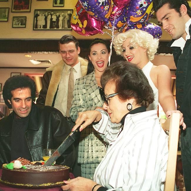 David Copperfield and his mother Rebecca Kotkin at Warner Bros Movie World on the Gold Coast.