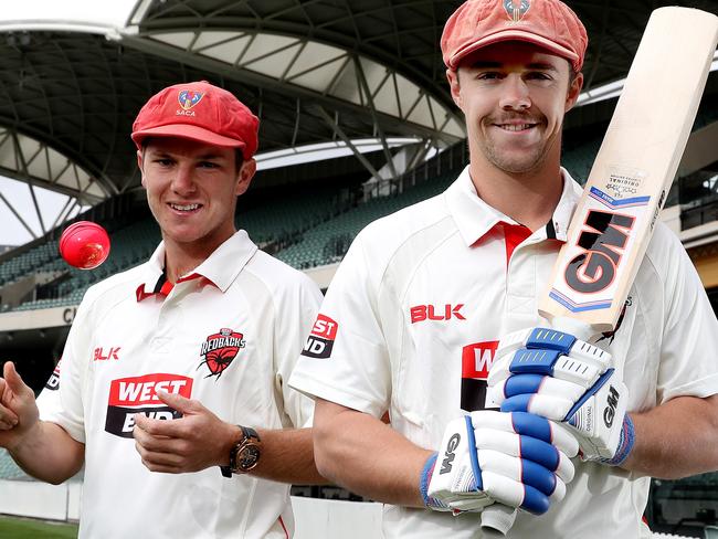 21/10/16 South Australian Redbacks players Adam Zampa, Travis Head and Alex Carey ready for the start of the season. photo Calum Robertson