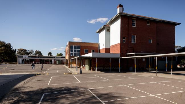 Students at Bell Primary School have their assemblies outside because there is no hall large enough to fit them. Picture: Mark Dadswell