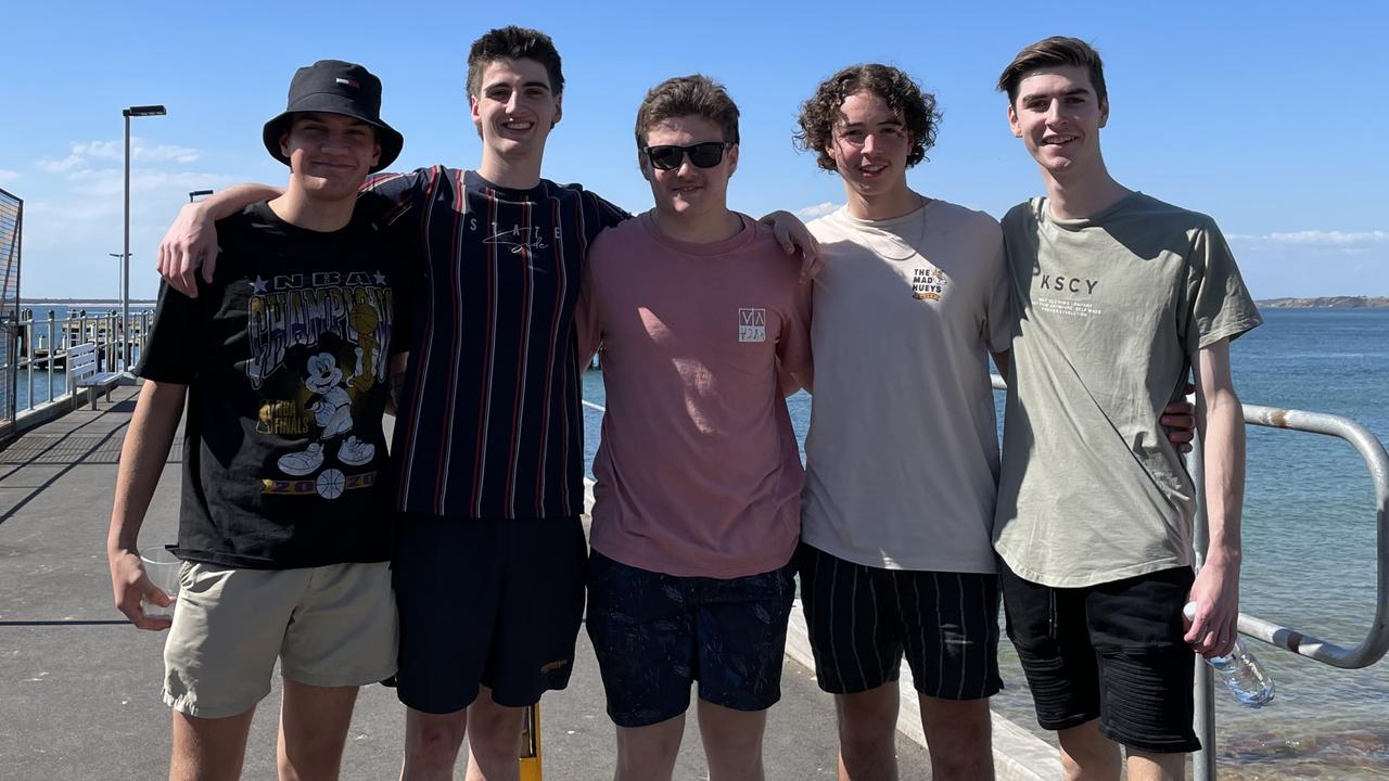 ​School leavers enjoy on the Cowes foreshore during the second week of celebrations. Photo: Alice Barker