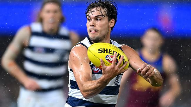 Jack Bowes is loving his time at the Cats. Picture: Albert Perez/AFL Photos via Getty Images