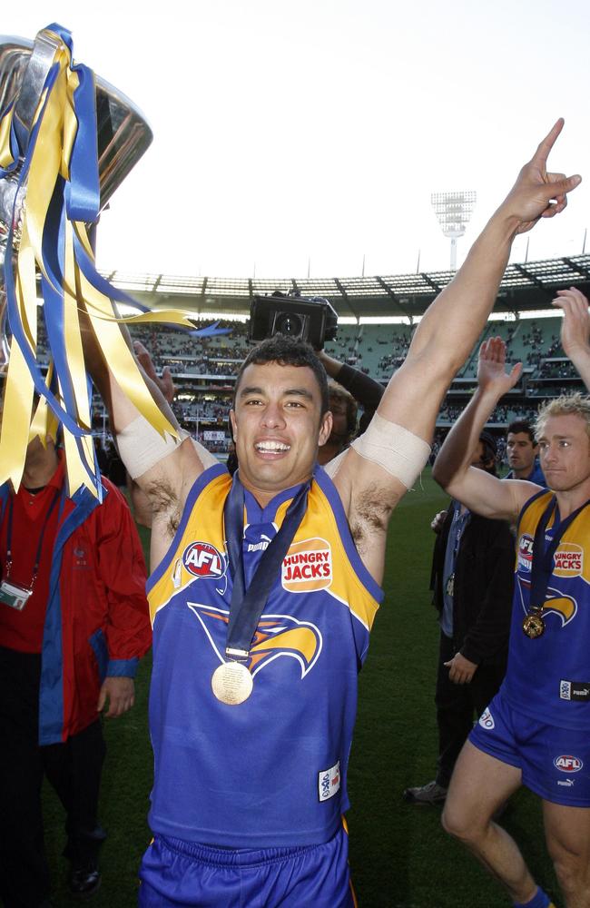 West Coast Eagle Daniel Kerr, pictured carrying the 2016 premiership cup, used a prescription form to buy 50 Valium pills, according to the report.