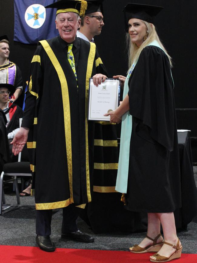 Emma Schuh graduated with a Bachelor of Nursing at the CQUniversity graduation ceremony in Bundaberg on December 14, 2023.