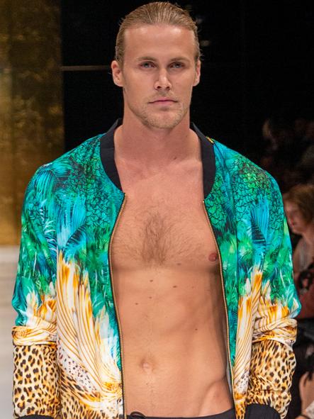 Jett Kenny walks for Aqua Blu at MBFF 2019.