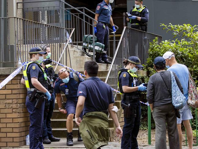 A man is dead and another is in custody following a stabbing in North Melbourne. Police located a man with fatal stab wounds inside an apartment on Sutton St about 11.40am on Saturday.A man at the scene was arrested in connection to the fatal stabbing. Picture- Nicole Cleary