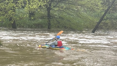 Wybejong Park was overrun by Riddells Creek leaving much of it under water Picture by Adam Daunt.