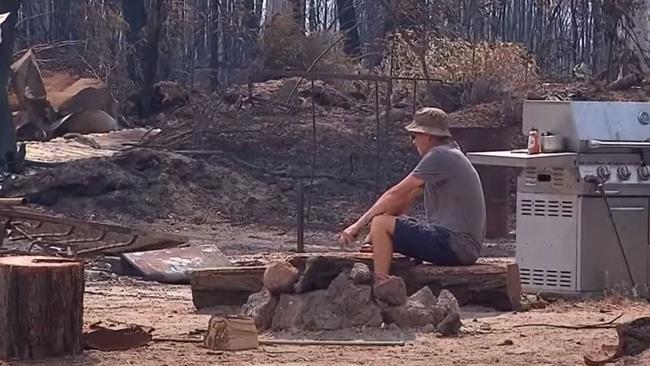 The property of Gordon Eastwood on Myall Park Rd was burnt by the bushfire. Picture: 7 News