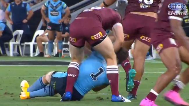 Jai Arrow ragdolled a concussed James Tedesco in last year’s Origin decider.