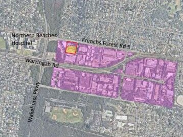 A map of where the proposed $60m development at 5 Skyline Place, Frenchs Forest, will be. Picture: Supplied.