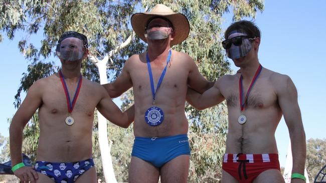 The winners of the men's budgie smuggler race. Picture: Gera Kazakov